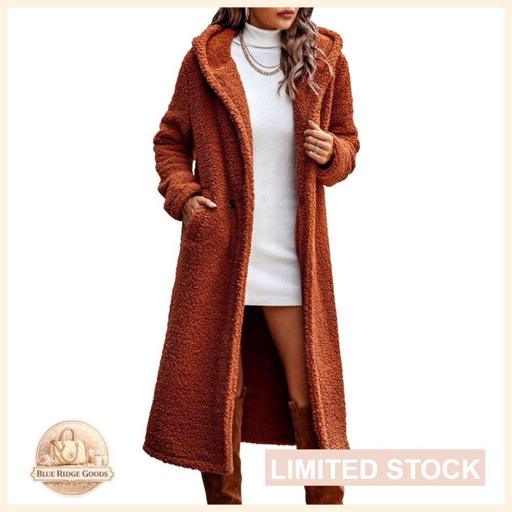Faux Fur Fuzzy Fleece Lapel Open Front Long Cardigan Coat Winter Jacket